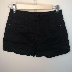 REFUGE Black High-Waisted Jean Shorts